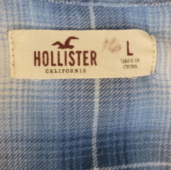 Hollister hooded button down high low plaid top size large - Picture 5 of 10